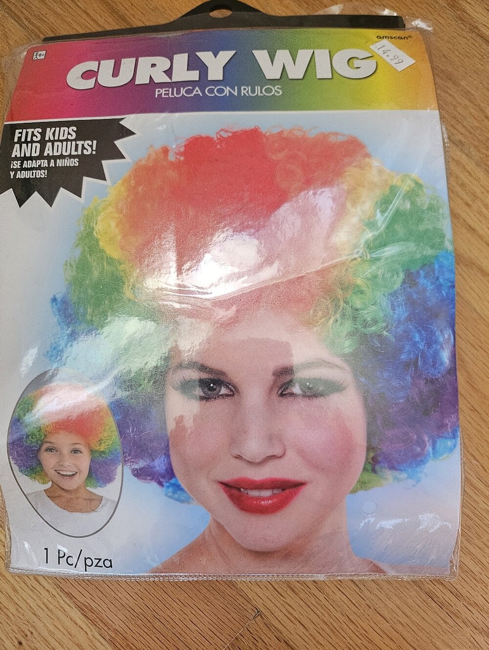 HalloweenAmscan Rainbow Curly Wig - Red, Orange, Yellow, Green, Blue, Purple-NEW